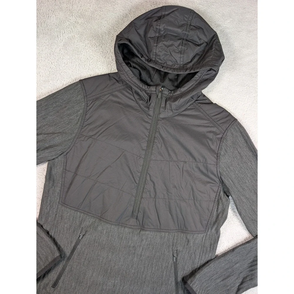 Icebreaker Descender Merino Wool Hybrid Half Zip Hoodie Gray Mens Medium